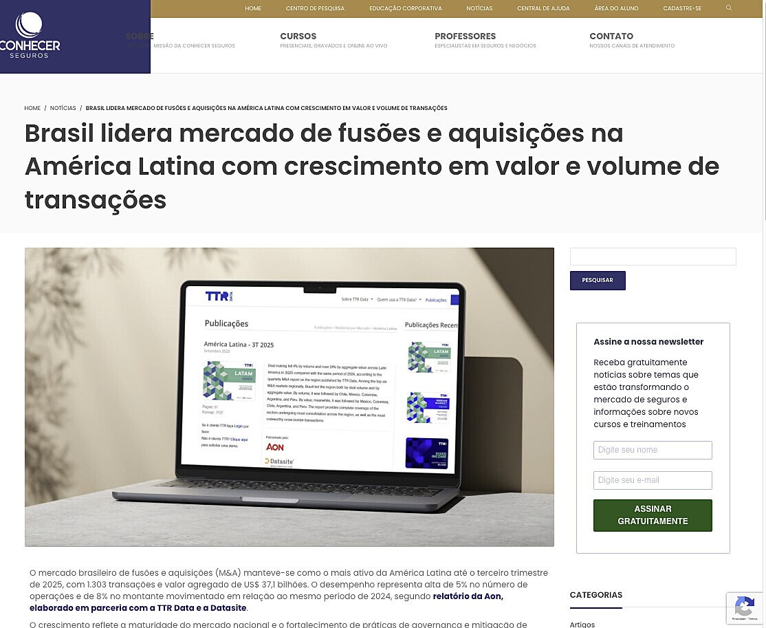 Brasil lidera mercado de fus�es e aquisi��es na Am�rica Latina com crescimento em valor e volume de transa��es